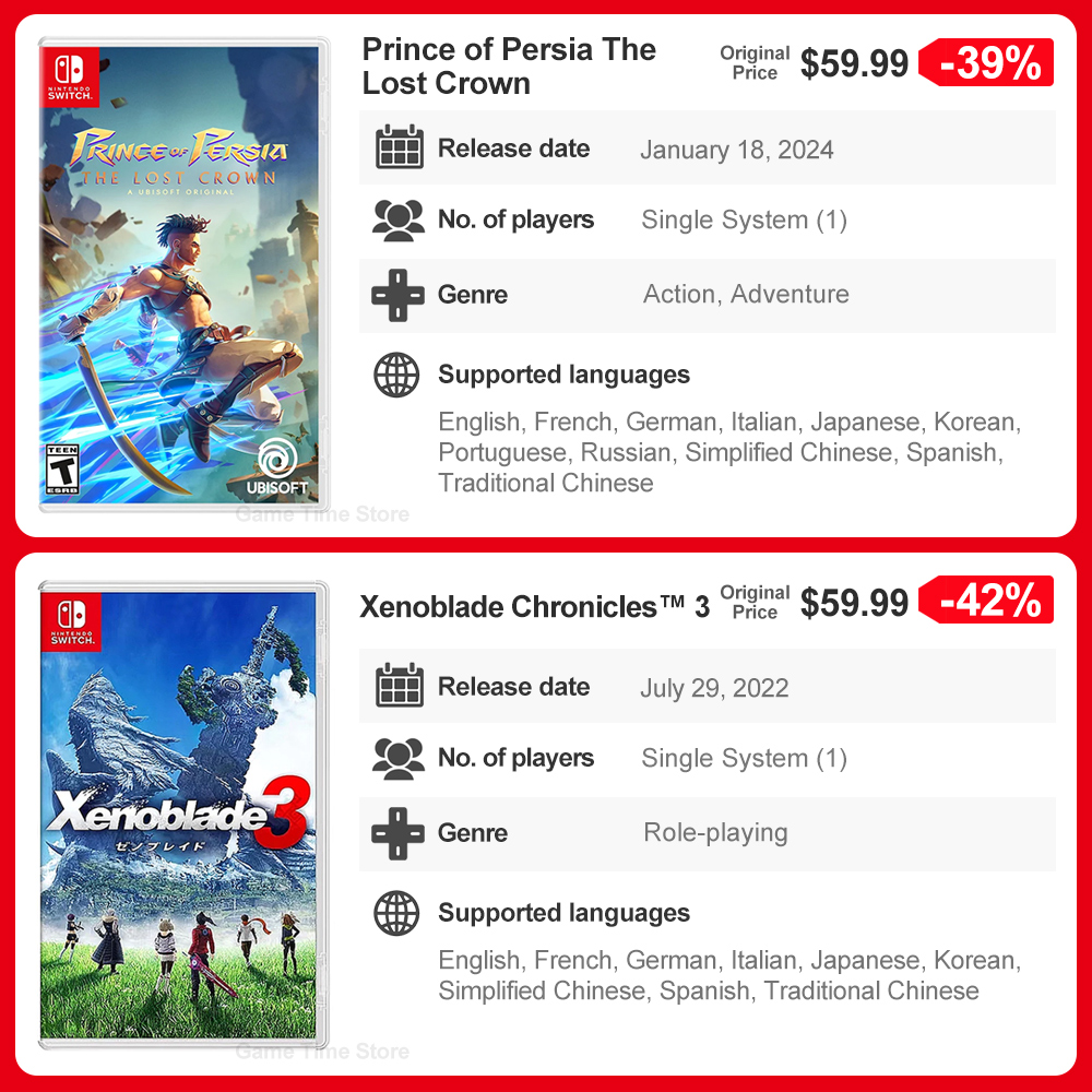 Juegos Nintendo Switch Games Ofertas Metroid Dread Astral Chain GTA Grand Theft Auto Hogwarts Legacy Xenoblade 3 Prince Persia