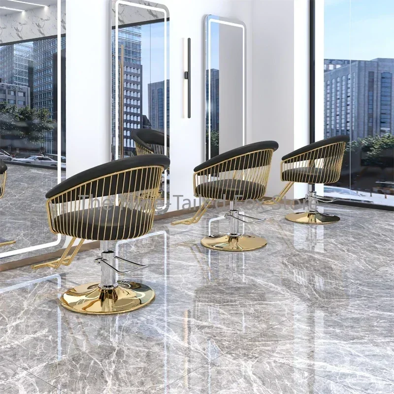 Poltrona da barbiere personalizzata di lusso retrò rosa classica sedia professionale sollevatore cuscino chaise rose mobili da salone in metallo