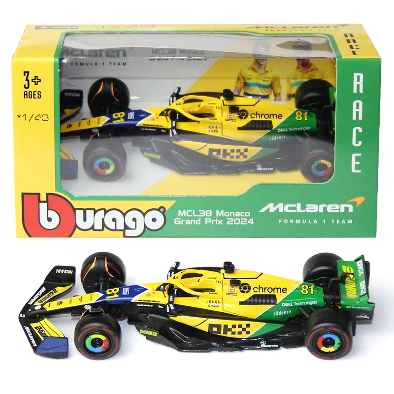 ブーラゴ 1:43 2024 F1 マクラーレン MCL38 モナコ アイルトン セナ GP # 4 ノリス # 81 ピアストリ メルセデス AMG W15 # 44 ハミルトン フォーミュラ カー モデル