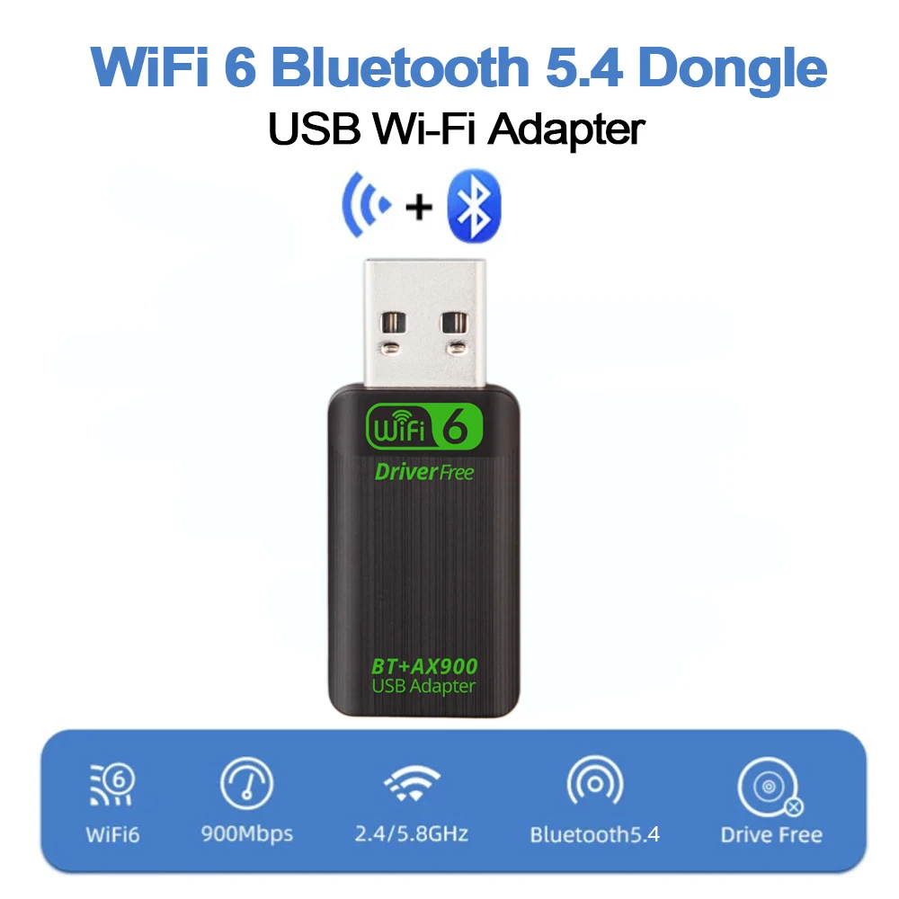 Nuevo AX900 USB WiFi 6 Bluetooth 5,4 adaptador 2 en 1 Dongle de doble banda 2,4G y 5GHz red USB receptor Wlan inalámbrico para Win 10/11