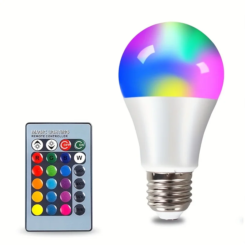 Lampadina con telecomando RGB E27 a 16 colori Luce a led per stanza Lampadina intelligente Dimmer Basso consumo energetico Lampadina regolabile a risparmio energetico