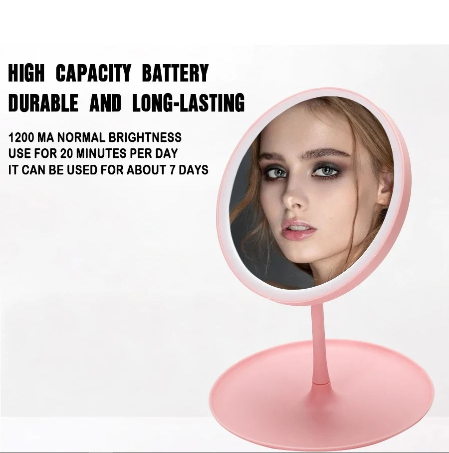 1200 mAh LED แต่งหน้ากระจก 3 สีปรับ Light Up AT A Touch Ultra Long Endurance ถาดเก็บโต๊ะกระจกโต๊ะเครื่องแป้ง