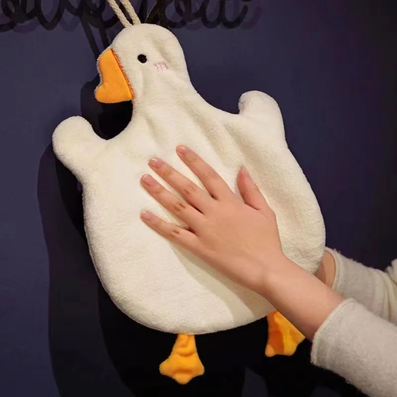 Cute Cartoon Goose Hand Towel for Kitchen and Bathroom - Hanging, Thickened, Absorbent Hand Towel
