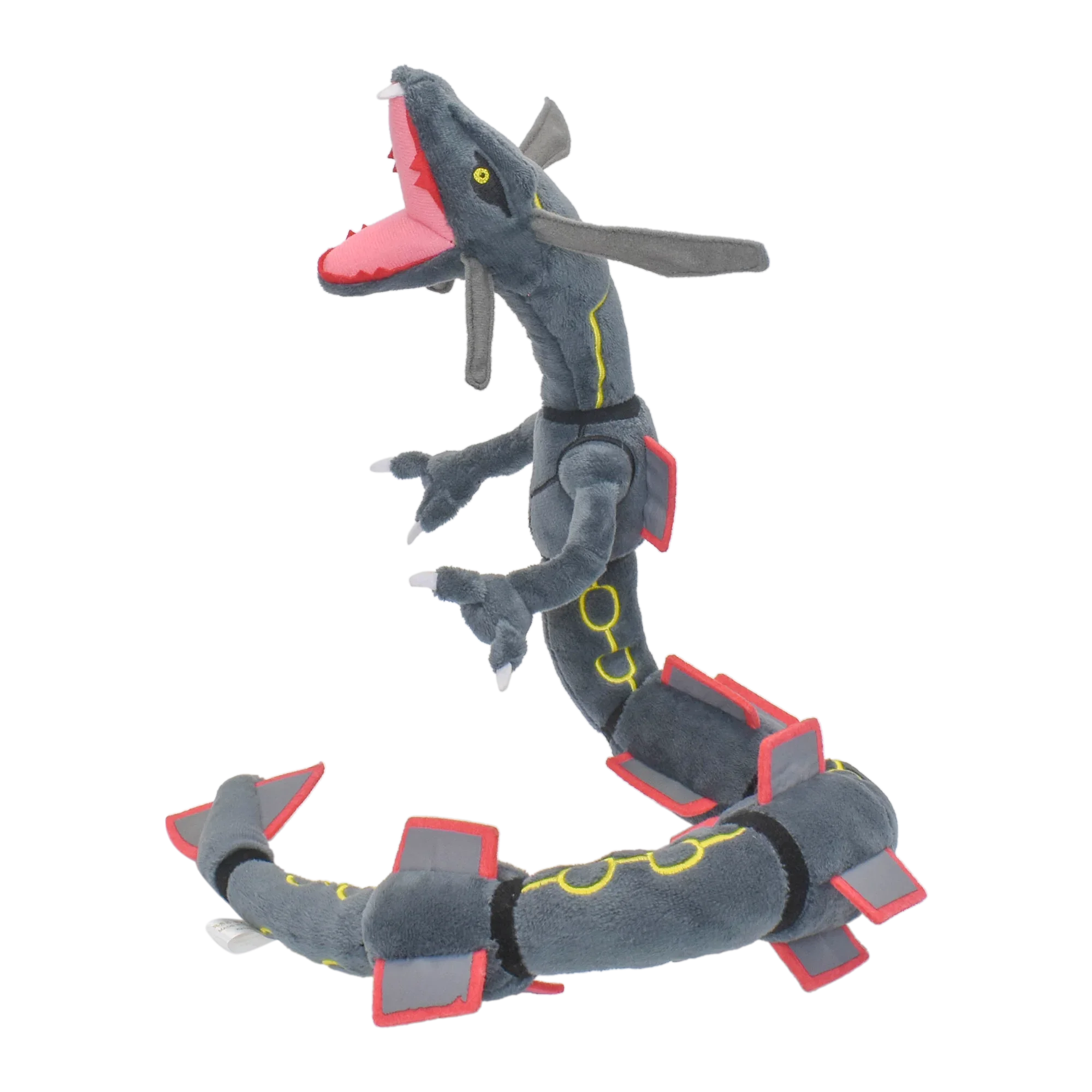 Brinquedos de pelúcia Rayquaza brilhantes, jogo de animais de pelúcia para presente colecionável, peluches macios, personagem de desenho animado fofo preto 12 polegadas
