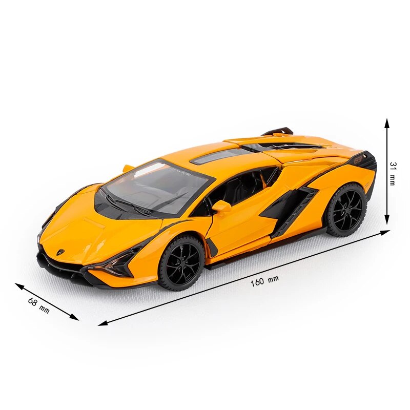 Modelo de liga Lamborghini 1:32 - Som e luz, ação pull-back, presente para crianças e fãs de carros