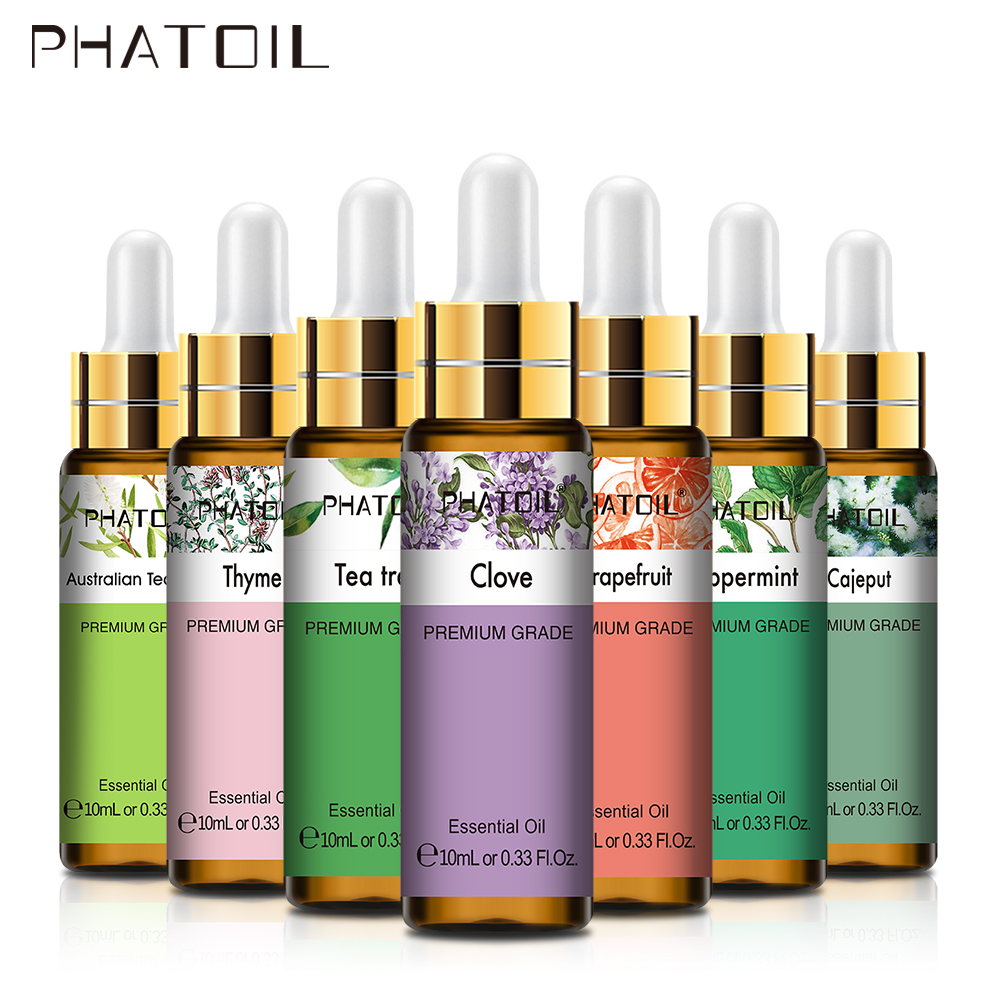 PHATOIL 10ml Legno di Sandalo Limone Olio Essenziale Puro Naturale Incenso Tono Albero del Tè Rosmarino Oli di Geranio per Diffusore FAI DA TE