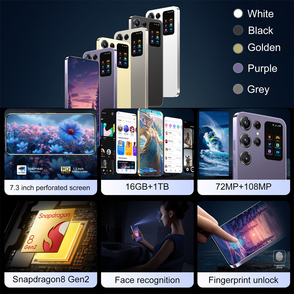 New SMS24 Ultra smartphone 7.0 HD Screen Cell phone 16GB+1TB Cellphones Dual Sim Face Unlocked 5G Original Mobile Phones Android