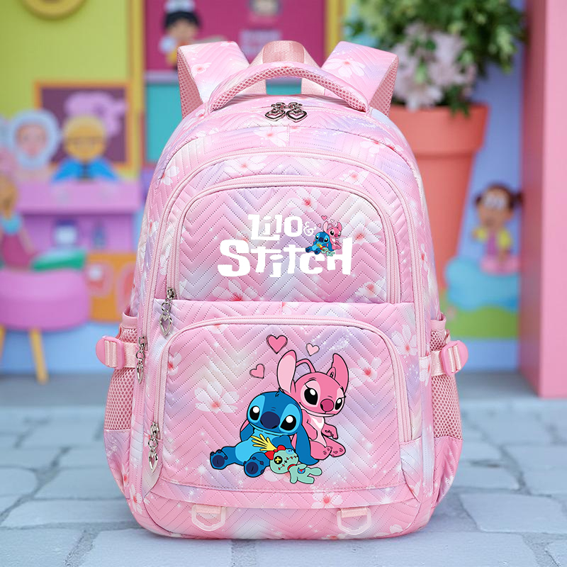 Stitch Durable Backpack, Fashionable Color Contrast Zipper, Ideal for School & Travel Essentials, Gift Bag, Travel Daypack