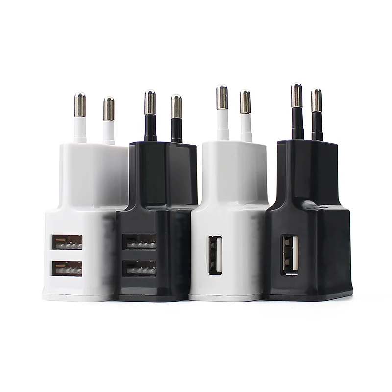 Adaptador de fuente de alimentación Universal de 5V 2A, cargador de teléfono USB doble USB, cargador de fuente de alimentación AC DC 5V para iphone y Android