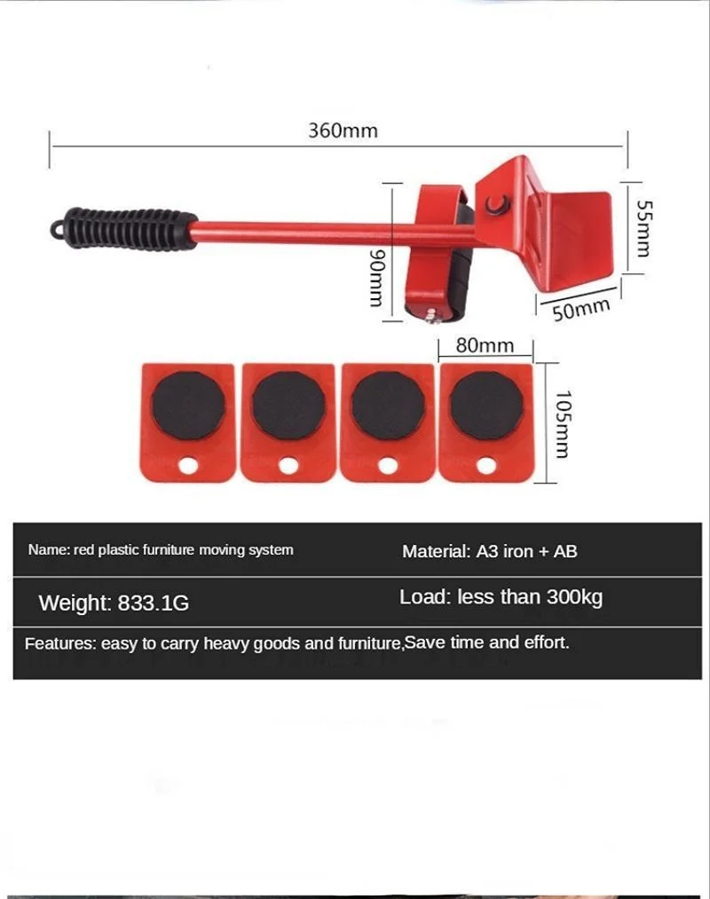 5pcs/Set Heavy Furniture Lifter Movers Tool Household Sharp Tool Furniture Shifter Bed Shifter Heavy Object Mover