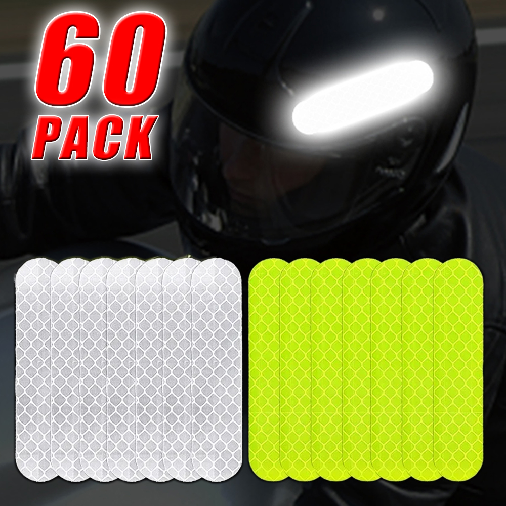 10-60 pçs tiras reflexivas do capacete da motocicleta noite segurança condução aviso adesivo geral carro motocicleta adesivos decorativos
