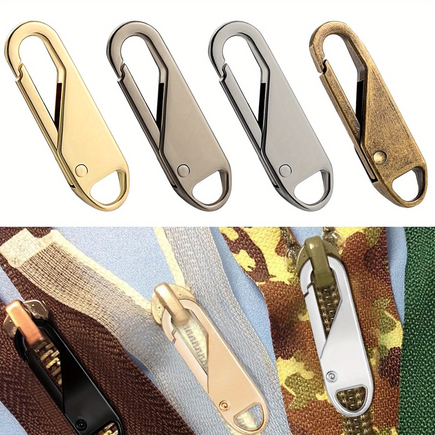 Tirador de cremallera de repuesto, 5 uds., tirador de cremallera de Metal, pestañas de extracción de cremallera desmontables, reparación de cremallera desmontable para equipaje, ropa