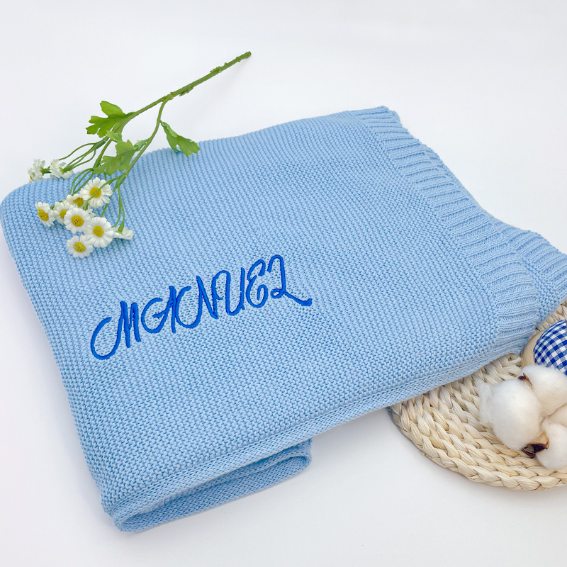 Personalized Baby Blanket Boy Girl Soft Breathable Newborn Stroller Crib Cover Knitted Blanket with Name Shower Gifts