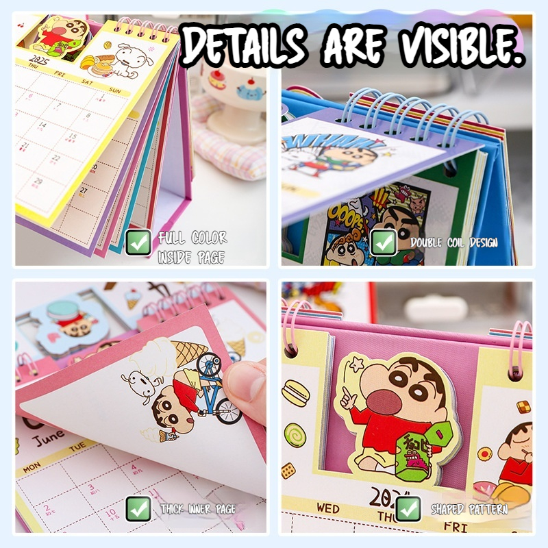 Crayon Shin Chan 2025 Concave Convex Desk Calendar New Cartoon Cute Desktop Crayon Shin Chan Calendar Cartoon Ornament Plan Book