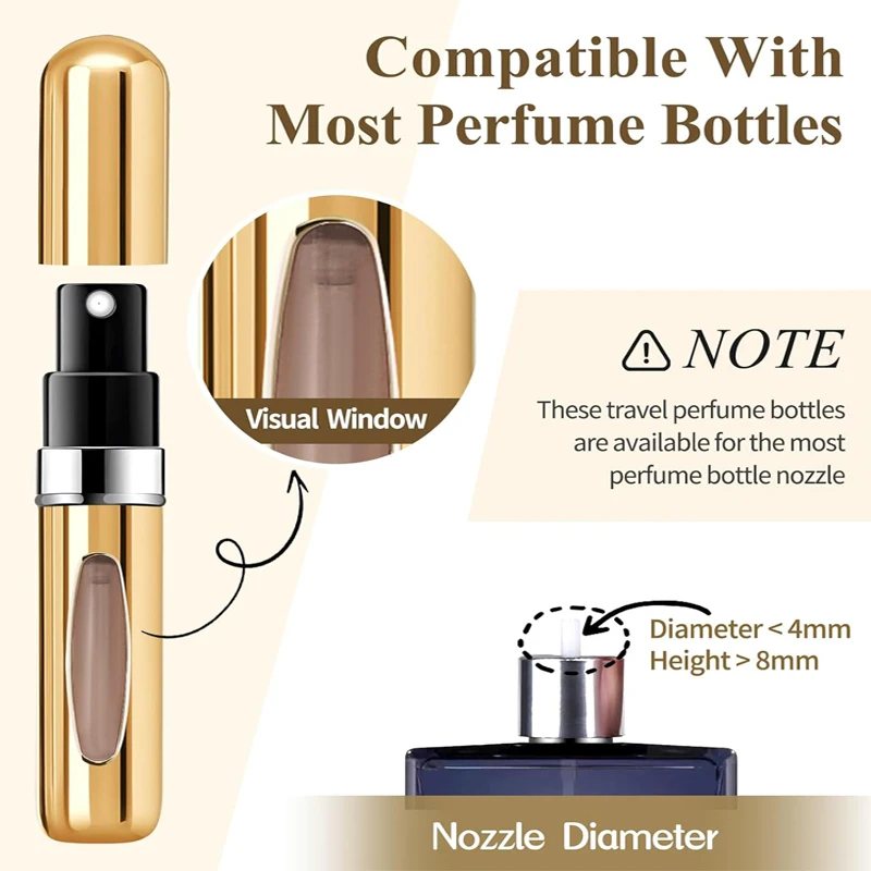 1/2/5Pcs Perfume Spray Bottle 5ml Mini Portable Refillable Aluminum Atomizer Bottle Container Perfume Refill Travel Cosmetic
