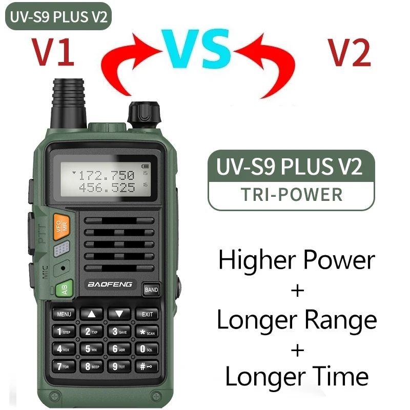 Baofeng UV-S9 PLUS V2 10W High Powerful VHF/UHF Long Range Two Way Radio Walkie Talkie CB Ham Portable Radio UV-5R for Hunting
