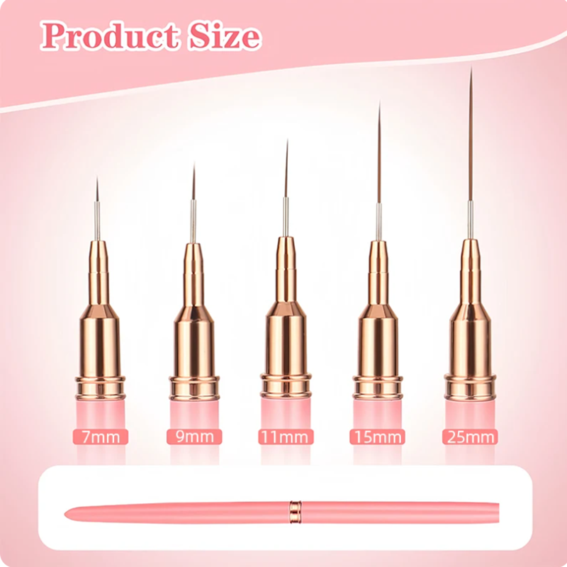 5 個ネイルアートライナーブラシセット UV ジェルネイルブラシキットフレンチストライプライン絵画描画花ペンプロフェッショナルマニキュアツール