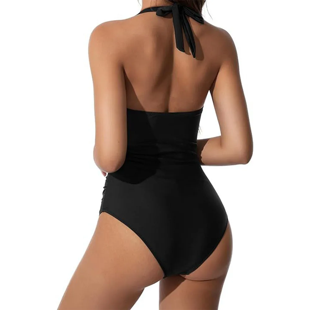 Maillots de bain une pièce pour femmes, contrôle du ventre, col en V, croisé, froncé, Push Up, amincissant