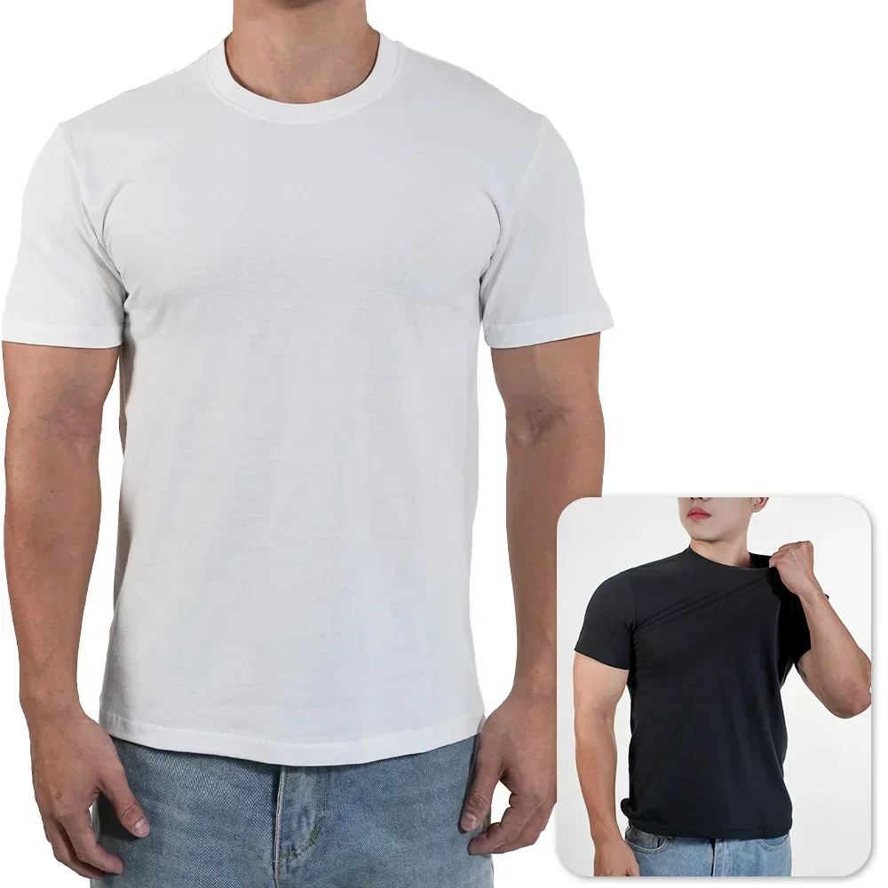 Männer Oansatz T-shirt Polyester Dünne Einfarbig Fitness Muscle Jogger Bodybuilding Kurzarm T-shirt Atmungsaktiv Schnell Trocknend tops