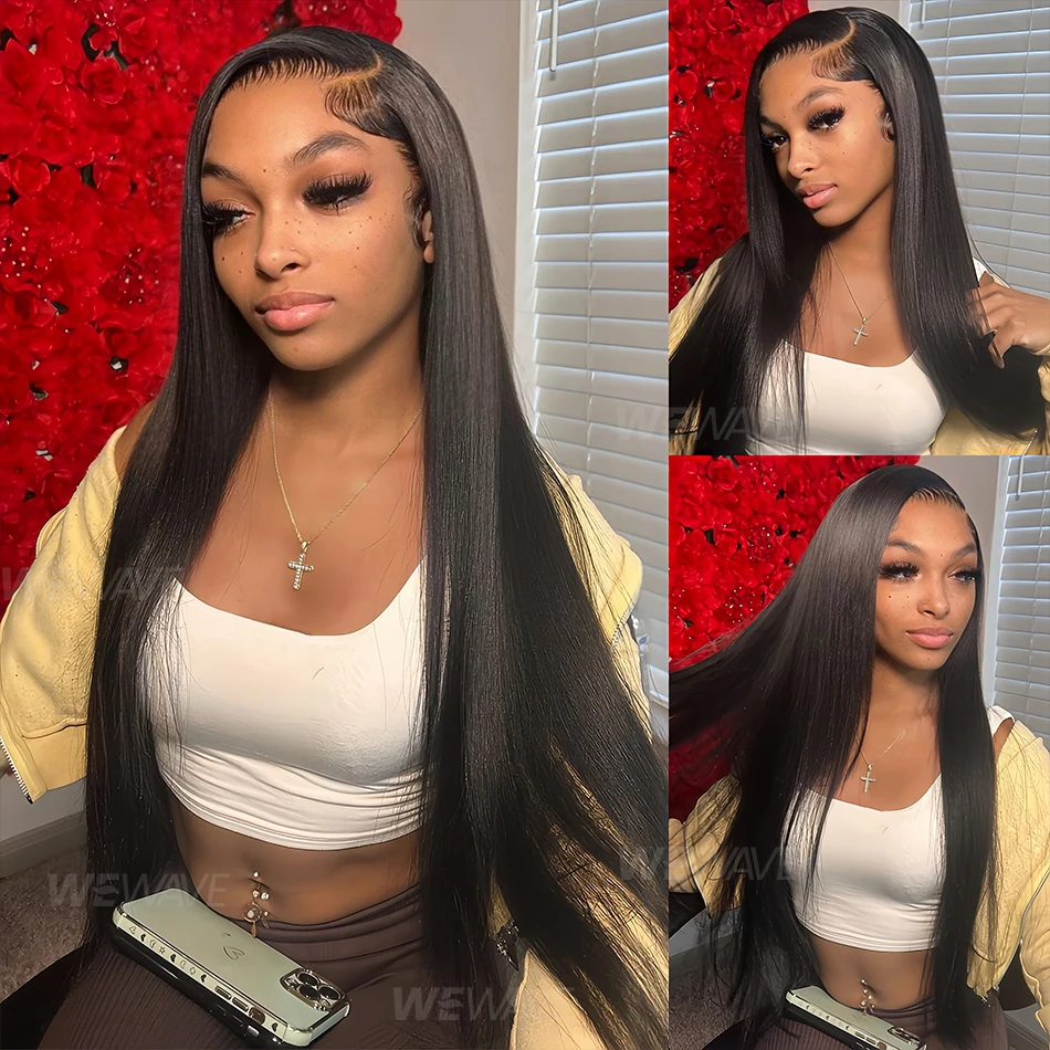 30 40 Polegada 250 Densidade Osso Reta 13X6 Hd Lace Frontal Peruca 13X4 Transparente Lace Front Pré Arrancado 100% Cabelo Humano Para Mulheres