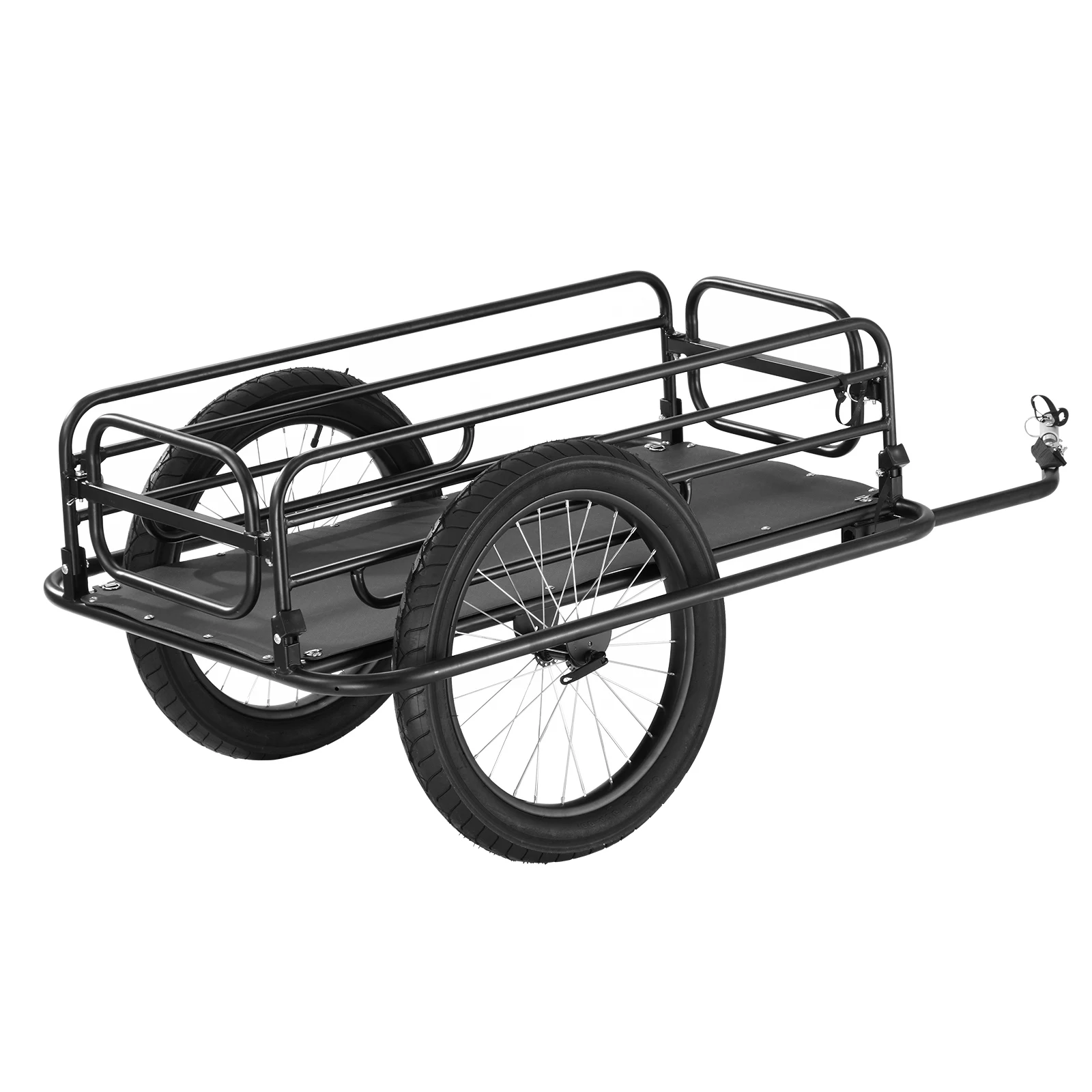 SucceBuy Remorque de chargement de vélo de 275 lb, chariot de vélo, rangement compact pliable avec attelage universel, roues de 20 pouces, convient à la plupart des vélos