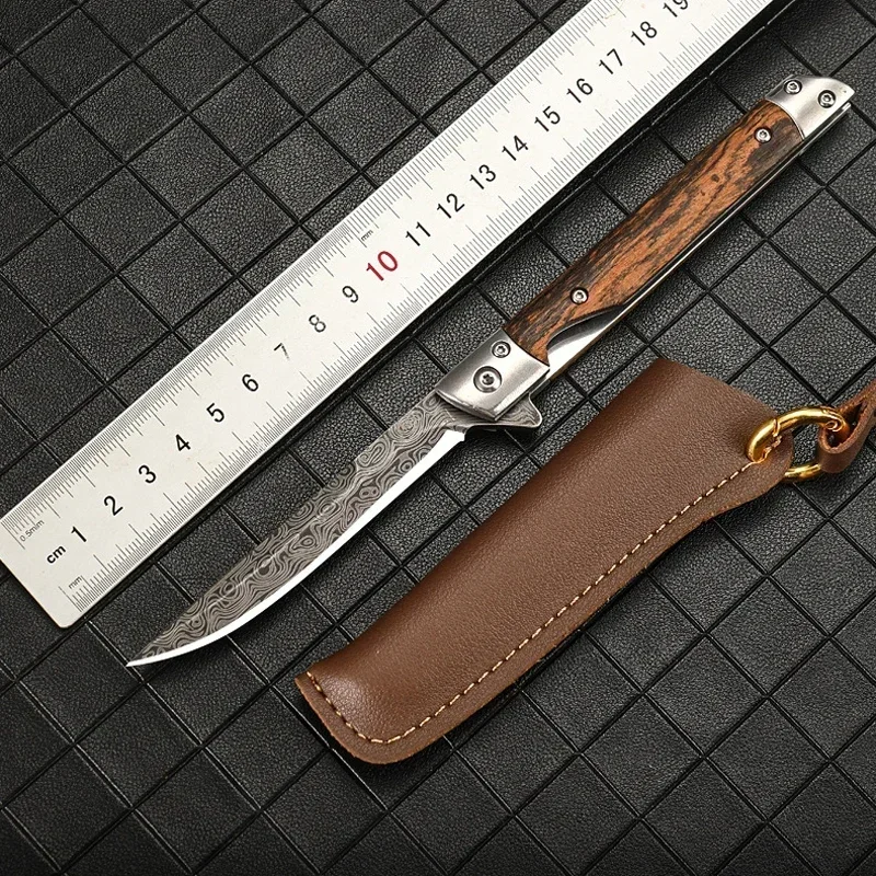 Coltello pieghevole modello Damasco 2024 Coltello pieghevole multiuso da campeggio esterno Coltello tascabile ad apertura rapida Coltello pieghevole in acciaio inossidabile