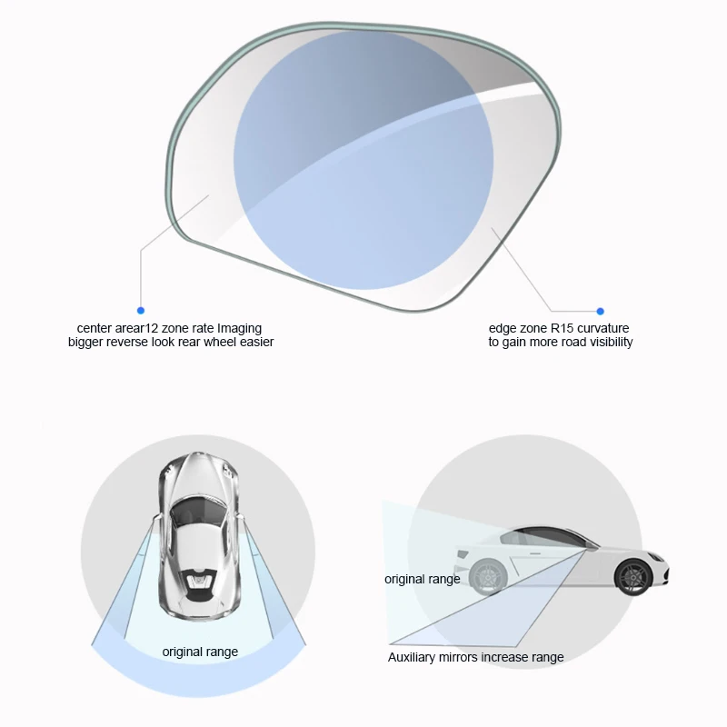 Seametal 2 pçs espelhos retrovisores do carro 360 graus ajustável espelho de ponto cego hd sem moldura grande angular espelhos auxiliares retrovisores