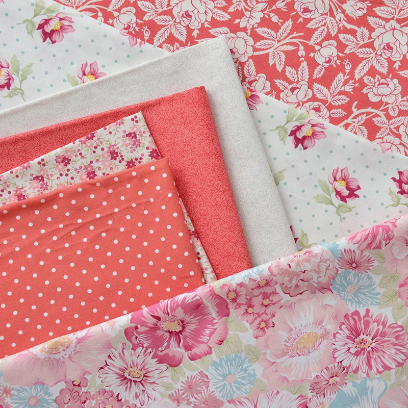 Tecido de algodão puro planta impressão pastoral crianças retalhos tecido de algodão cama pano de algodão rosa contínuo
