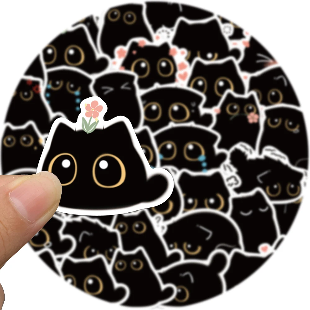 40PCS น่ารักสีดํา Briquette Cat สติกเกอร์กันน้ําการ์ตูนตกแต่งแล็ปท็อปถ้วยโทรศัพท์กระเป๋าเดินทางเด็กของขวัญของเล่นรูปลอก