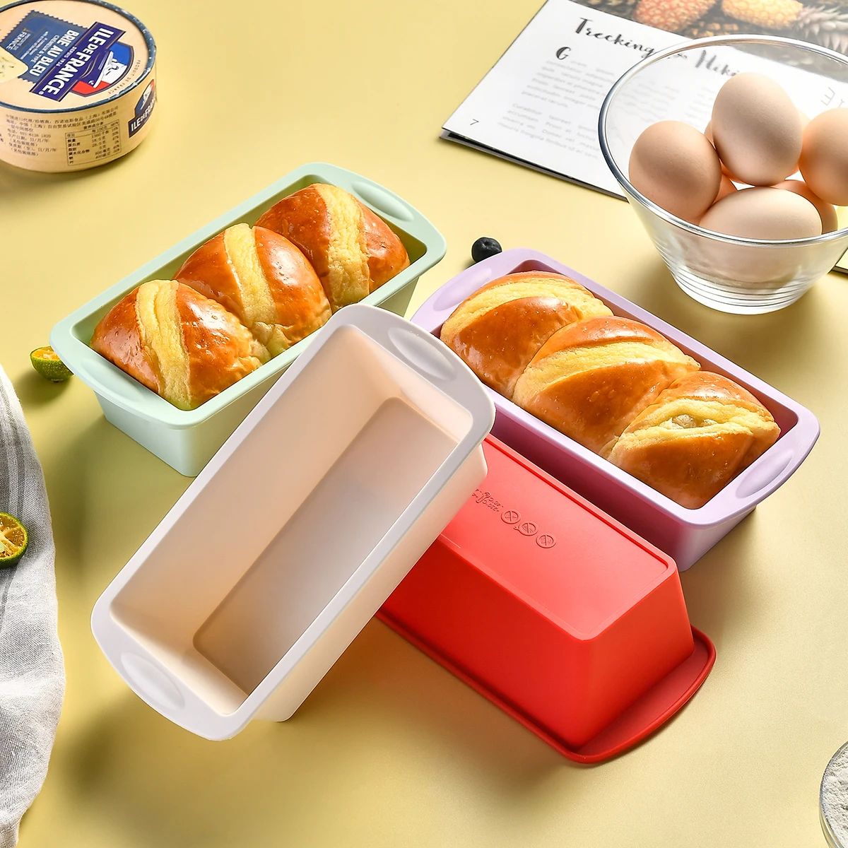 1/4Pcs Household Rectangular Silicone Mold Candy Toast Mould Easter Bread DIY Kitchen Supplies Cake Bakeware Pan Baking Tools