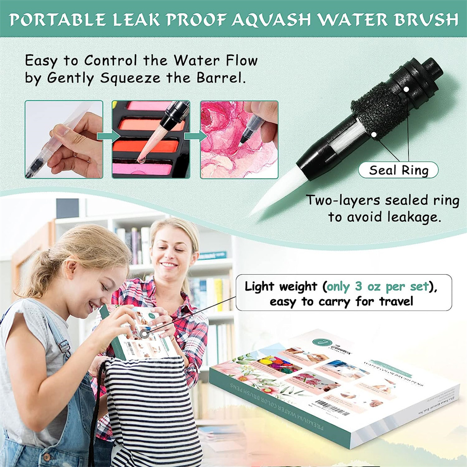 12/24pcs Watercolor Brush Pens Water Brush Pen Leakproof With Assorted Tips, Water Brush Pens For Watercolor,