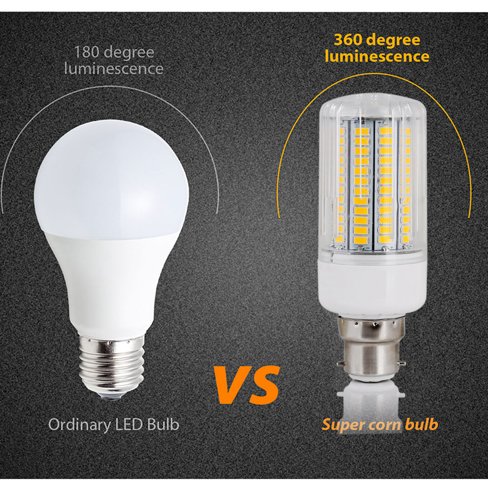 Ultra Bright E27 E14 LED Corn Light Bulbs Screw  B22 Bayonet Cap SES 7W 12W 30W 45W 165LEDs Replace 150W Halogen Lamps