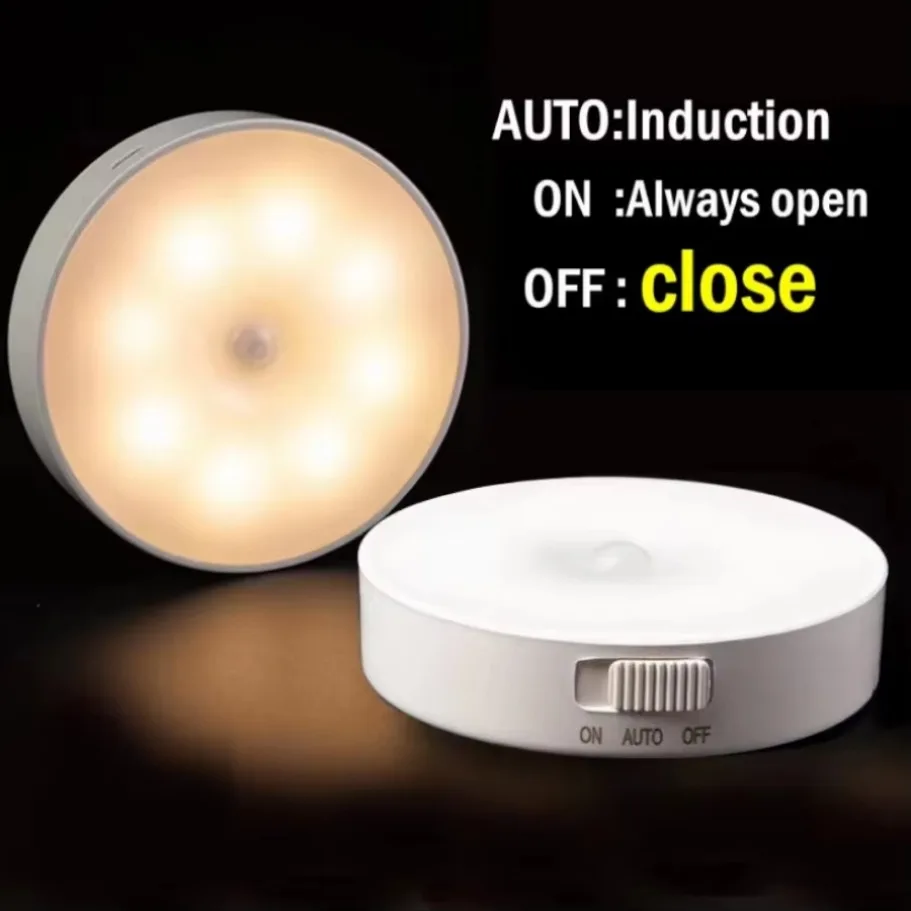 LED Human Body Induction Night Light ชาร์จ USB Smart Sensor โคมไฟข้างเตียงห้องนอน Home Corridor 8 LEDs โคมไฟติดผนังขนาดเล็ก