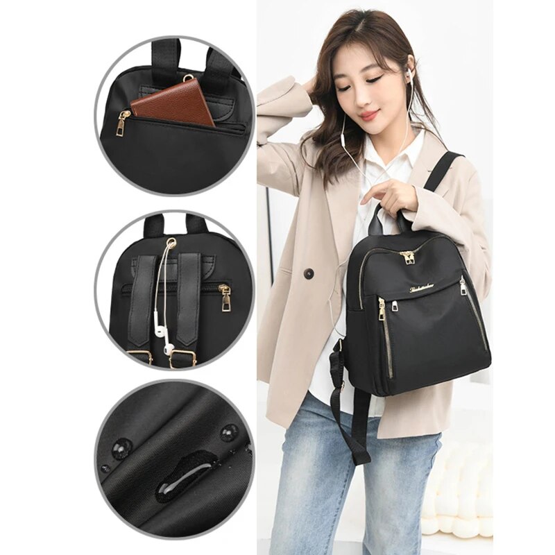 Sacs à dos simples de grande capacité pour femmes, sac de voyage noir solide, cartable étudiant Harajuku, sacs unisexes, High Street, nouveau
