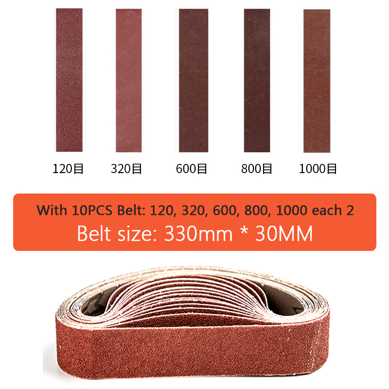 10PCS/Set Sanding Belts 120-1000 Grits Wood Soft Metal Polishing Sandpaper Abrasive Bands For Belt Sander Abrasive Tool 330*30mm