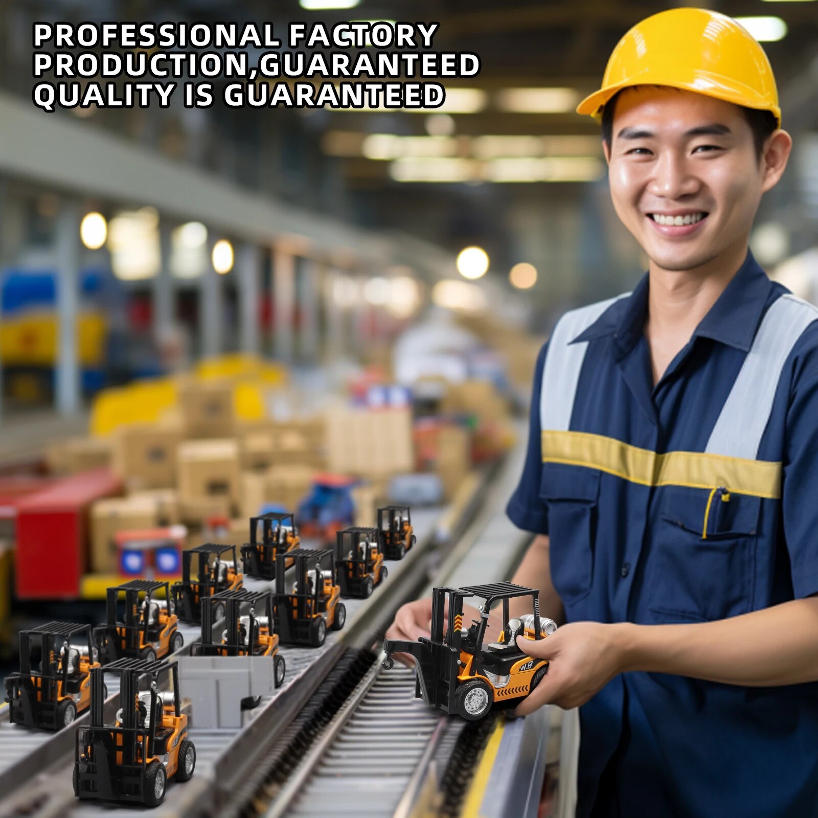 1:24 Scale Alloy Construction Forklift & Crane Toy Model with Retroactive Motion & Sound & Light Effects - Ideal for Kids' Play