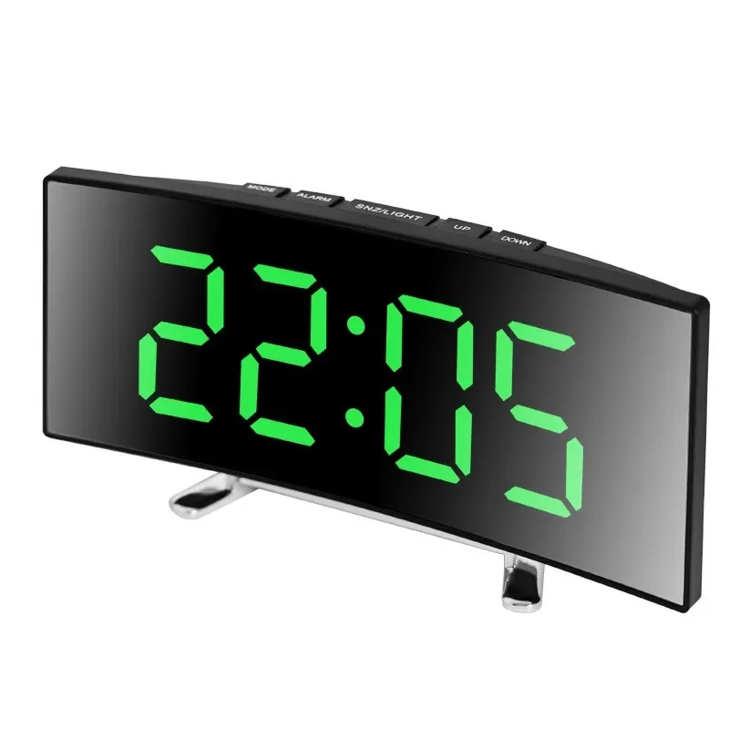 LED gebogener Bildschirm leuchtende elektronische Uhr Spiegeluhr Wohnzimmer großer Bildschirm Wecker Heimdekoration