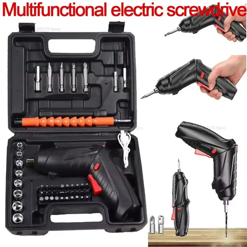 47 Uds Kit de destornillador eléctrico recargable 3,6 V juego de herramientas eléctricas de litio inalámbrico 1800mAh alimentado por batería portátil inalámbrico
