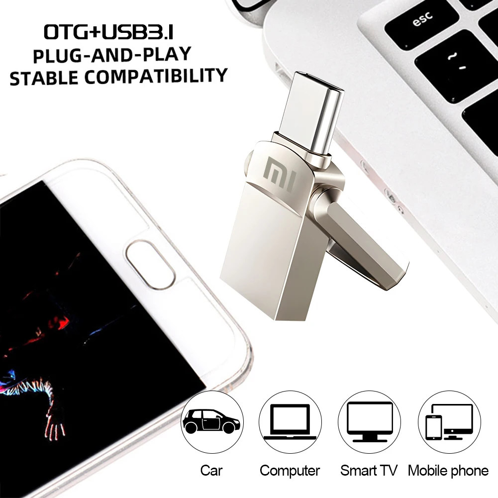 XIAOMI 2TB USB Flash Drive Lightning Interface 2 IN 1 USB3.0 Pen Drive 1TB TYPE-C Pendrive Usb Memory Disk For Android/iphone