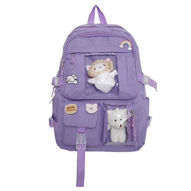 Popolare rosa viola colore ragazze zaino per studenti delle scuole superiori borse zaino borse da scuola carine senza qualsiasi versione accessoria