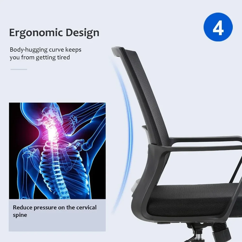 Office Chair ,Ergonomic office chair, mesh back, lumbar support, and adjustable rolling and rotating task chair,Office Chair .