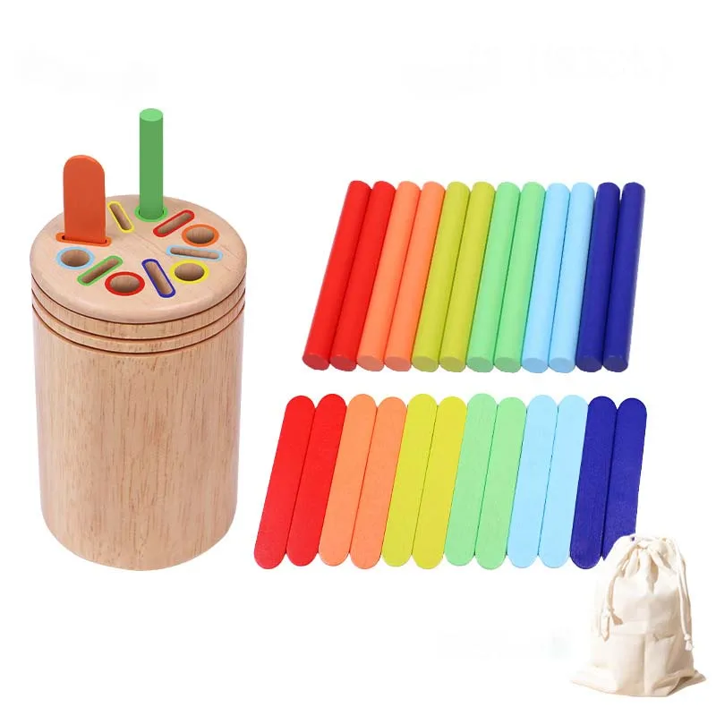 ของเล่นจับคู่ไม้ Montessori การจับคู่สี Sorting Stick BALANCE ของเล่น Fine Motor Skills การเรียนรู้คณิตศาสตร์ของเล่นเพื่อการศึกษาเด็ก