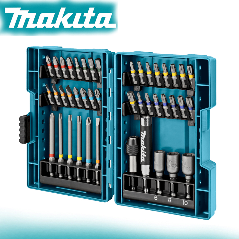 Makita B-55697 Электрическая отвертка, набор сверл, красочные крестовые цветы, шестигранная головка, аксессуары для электроинструментов, 43 шт.