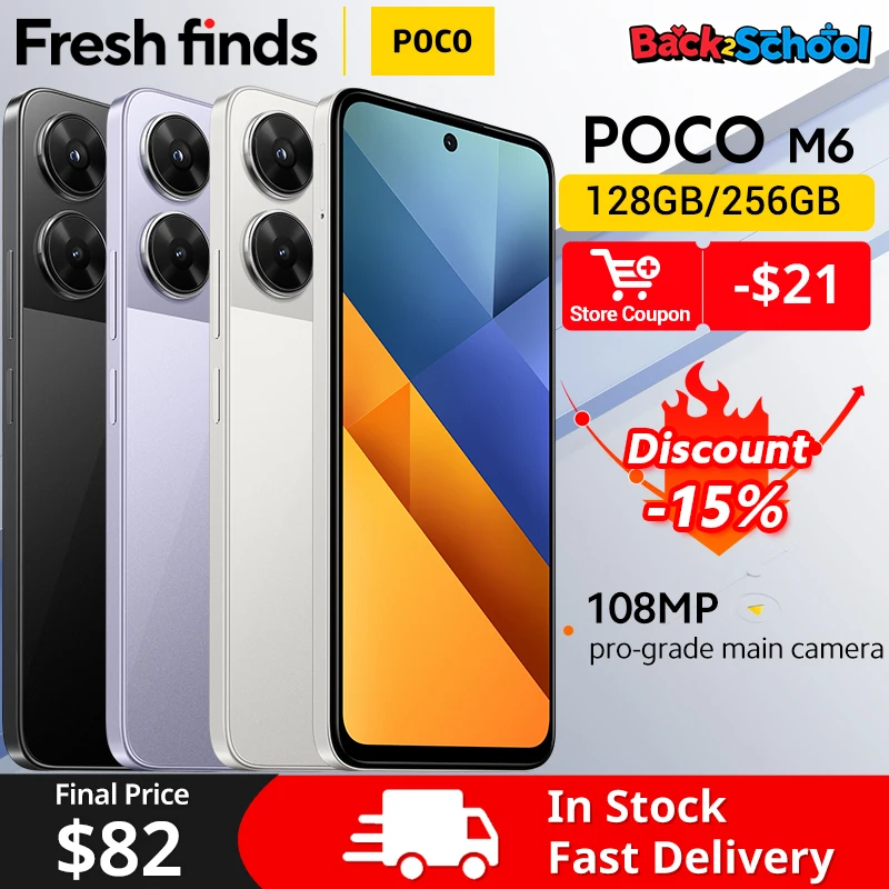 【Światowa premiera】 POCO M6 Smartphone Wersja globalna NFC MediaTek Helio G91-Ultra 6,79" 90 Hz Wyświetlacz FHD+ Szybkie ładowanie 33 W