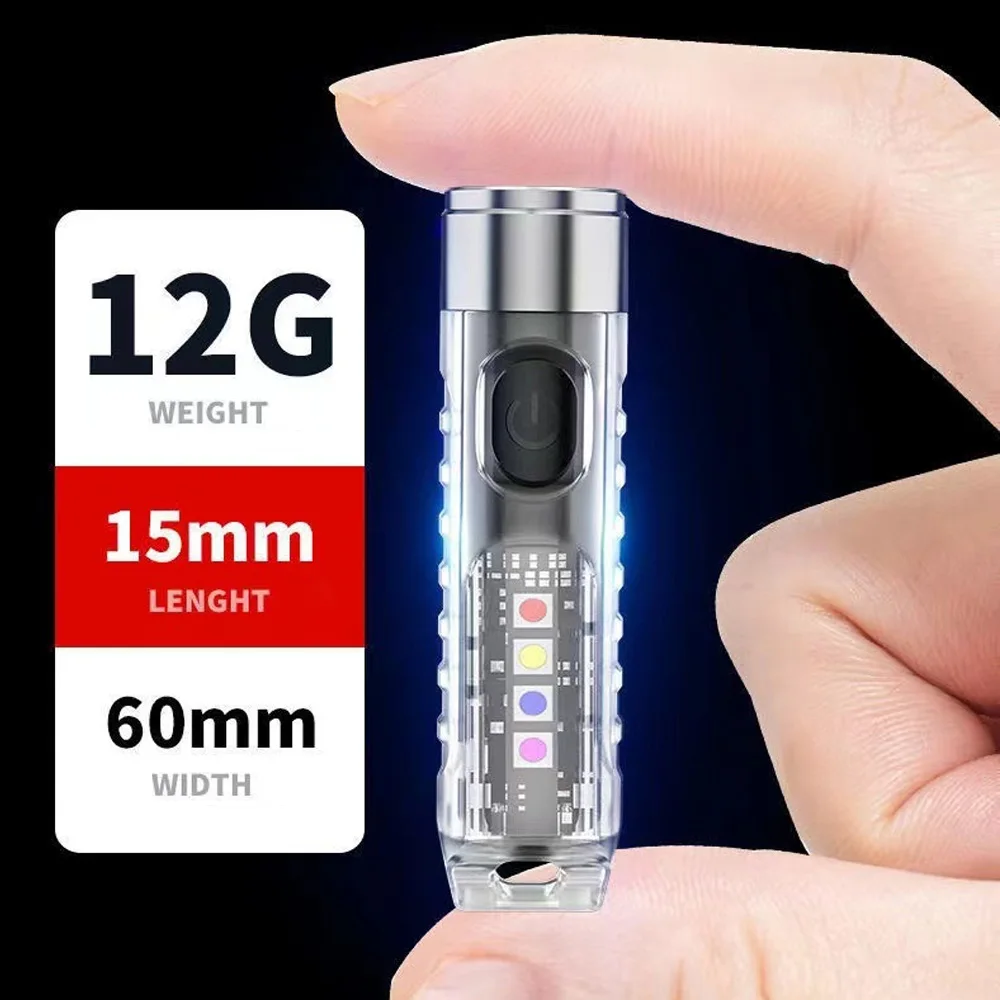 Rechargeable Mini Flashlight 10 Mode Portable Keychain Light Magnetic Torch USB Rechargeable Uv Lamp Emergency Camping Lantern