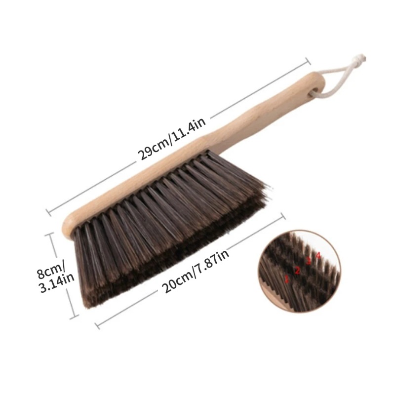 Brosse de lit à Long manche, manche en bois, brosse de balayage de lit en bois massif, brosse à tapis, brosse à poils souples 1 pièce