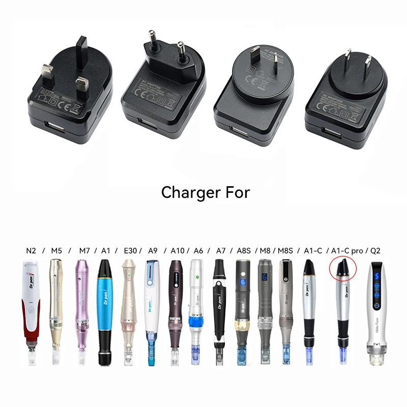 Original Dr. Stift-AC/DC-Adapter oder Kabel für Dr. Pen A8S M8 M8S A6 A10 A9 A1 A7 M5 M7 N2 MYM E30 A6S H2 H3 Q2 Derma-Stiftstecker
