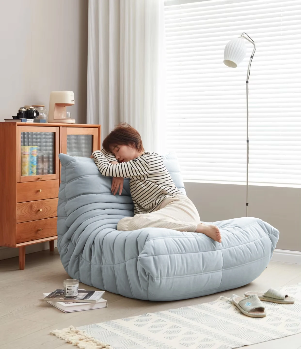 Moderner Wohnzimmerstuhl, großer Sitzsack, Bodensofa für Erwachsene, Togo-Liege, Memory-Schaum, faule Couch, geeignet für den Balkon für den Kaminstuhl