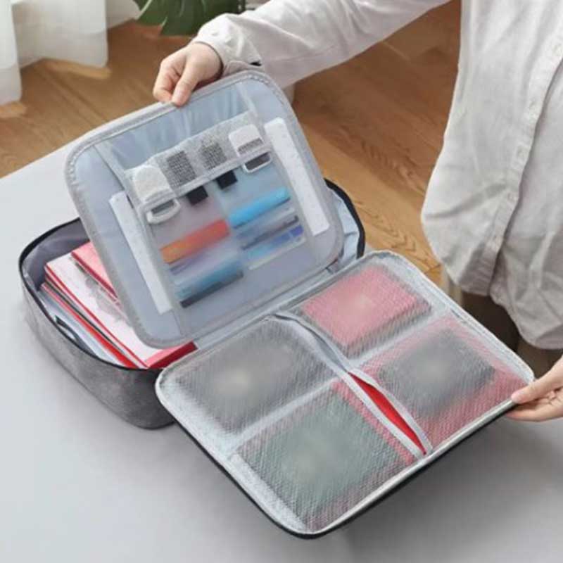 Bolsa de armazenamento de documentos de 2 camadas multifuncional à prova d'água organizador de arquivos bolsa de armazenamento de grande capacidade com bloqueio de senha