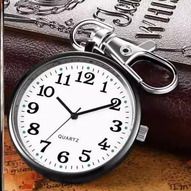 Classic Clock Craft Quartz Movement Round Clocks Luminous Keychain Remote Clock with Battery Student Medical Watch Gifts